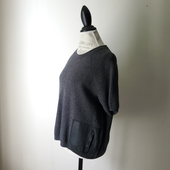 J. Crew | Merino Wool Leather Pocket Tee Shirt - Picture 4 of 8